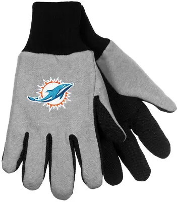 Miami Dolphins Gray And Black Colored Palm Utility Work Gloves • $10.99