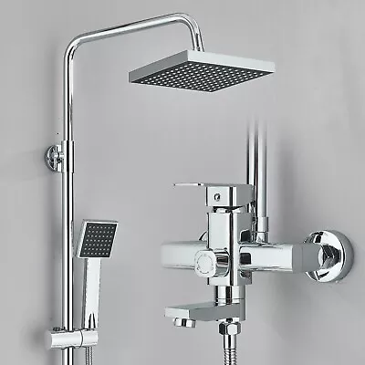 Chrome Shower Faucet System Rainfall Wall Mount Shower Head Combo W/Tub Spout • $70.99