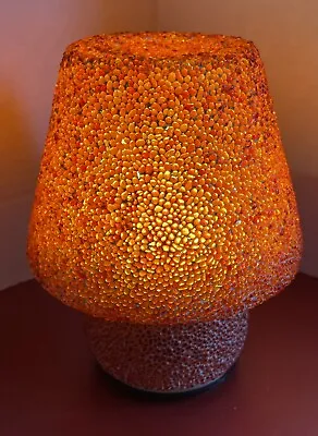Vintage Mr Sunshine Beaded Ruby Red Mosaic Glass Battery Mushroom Lamp • $68.67