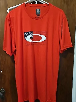 Oakley USA Flag Red White ELLIPSE TEE Shirt Patriotic America Size 2XL HYDROLIX • $12.95