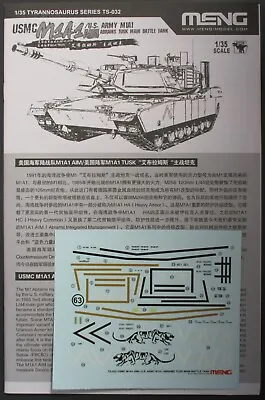Meng 1/35th Scale USMC M1A1 AIM - Decals & Directions From Kit No. TS-032 • $15.99