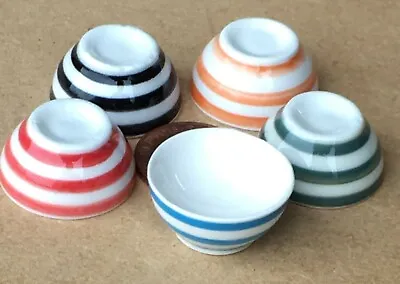 Hand Made 2.3cm Striped Ceramic Bowl Tumdee 1:12 Scale Dolls House Miniature • $1.48