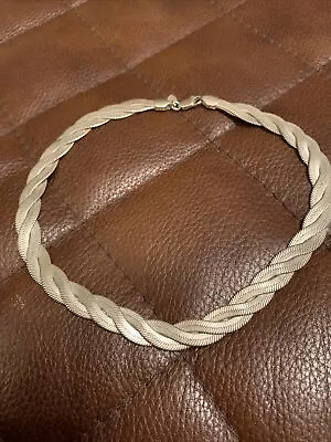 £10 • Buy M And S Silver Tone Braided Choker Necklace 