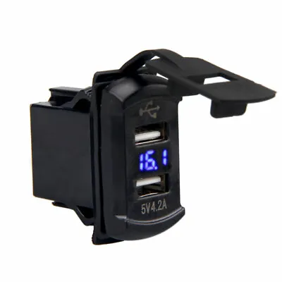 12V Dual USB Charger 2.1A*2 Car Truck Voltmeter Socket Rocker Push Switch Plug • $7.99