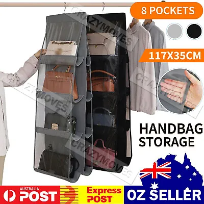 8 Pocket Double-sided Handbag Storage Bag Holder Hanging Organizer Shelf VIC • $13.95