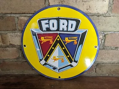Vintage Ford Motor Company Dealer Porcelain Dealership Sign 12  • $119.99