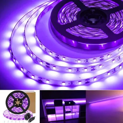 5M 12M UV Black Light LED Strip Lights Glow Party Flexible Tape Cabinet Lighting • £10.67