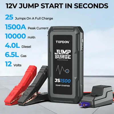 Portable JS1500 Car Jump Starter Battery Booster Pack 10000mah Charger Power Box • £62.99