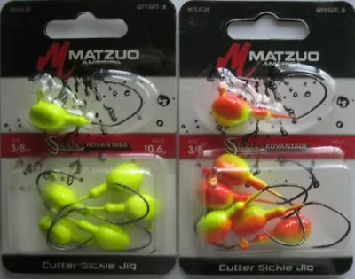 2 - MATZUO Cutter Sickle Jig - 6/Pk - 3/8 Oz. - Chartreuse & Chartreuse/Orange • $6.63