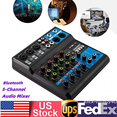 Bluetooth Studio Audio Mixer Live DJ Sound Mixing Console W/ USB 5 Channel • $47.50