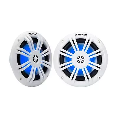 Kicker Marine KA49KM604WL Speakers KM 6.5  Coaxial White LED Grills Boat Rib 50w • £119