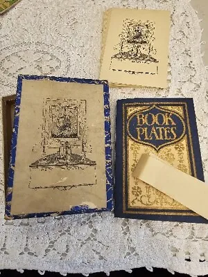50 Vintage Book Plates Antioch Ex Libris  My Book  Ship Ephemera USA Orig Box • $22.95