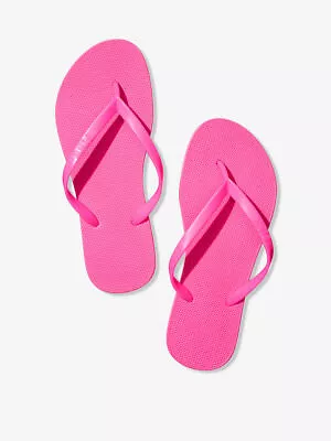 VICTORIA'S SECRET PINK LOGO FLIP FLOPS THONGS SANDALS BEACH SHOES NWT Free Ship • $12.75