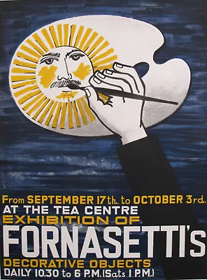 1959 Vintage British Piero Fornasetti Sun Poster Artist's Palette Exhibition • $470