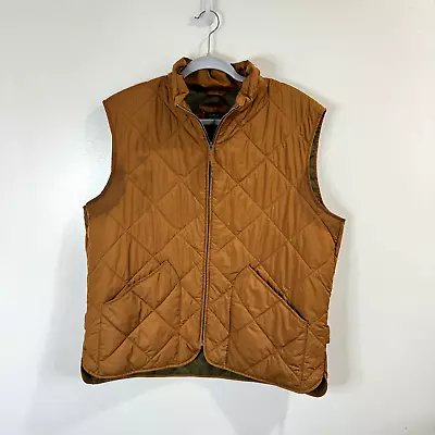 J. Crew Quilted Walker Vest Mens Size XL Extra Large Orange Brown Zip Front • $13.50