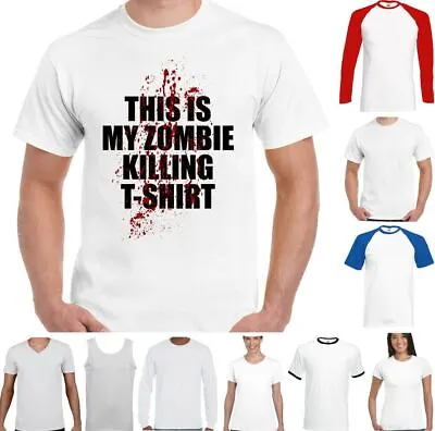 This Is My Zombie Killing T-Shirt Funny Halloween Walking Dead Fancy Dress • £9.99