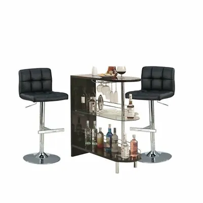 3 Piece Pub Set With Pub Table And (Set Of 2) Bar Stools In Black • $383.48