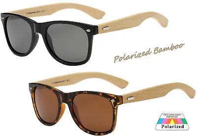 POLARIZED BAMBOO WOODEN SUNGLASSES Men Women Retro Iconic Horn Rimmed Frame Wood • $12.98