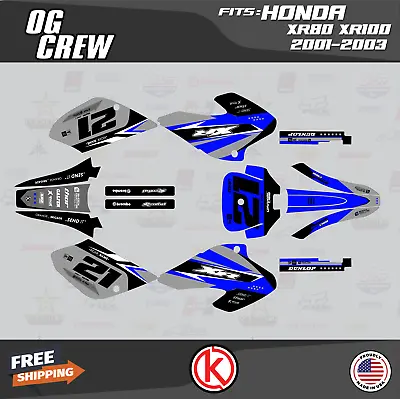 Graphics Kit For HONDA XR80 XR100 (2001-2003) Og-crew Series - Blue • $59.99