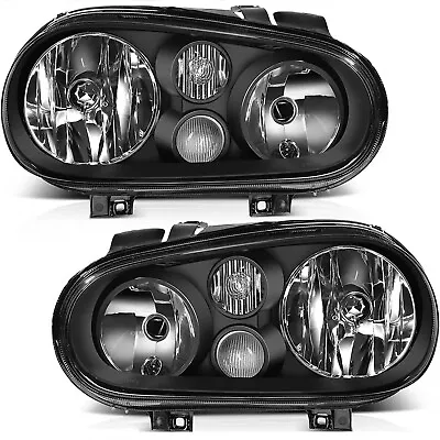 Black Projector Headlights Lamps For 1999-2006 VW Golf GTI MK4 Cabrio Left+Right • $96.89