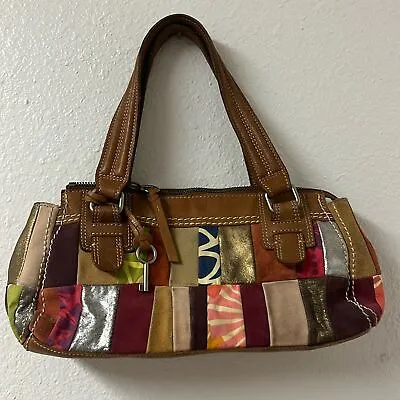 FOSSIL Vintage Bohemian Leather/Suede Snakeskin Handbag Medium • $34.75