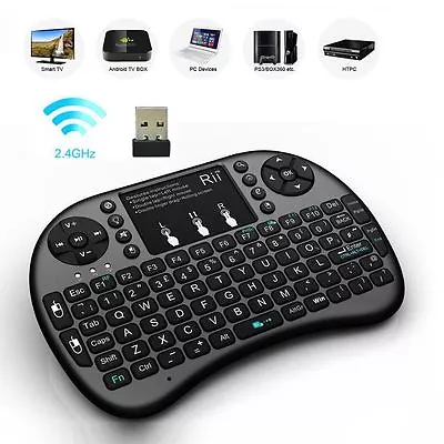 Rii I8+ Black Mini Wireless Keyboard With BACKLIGHT For Smart TV Android TV Box • $29.50