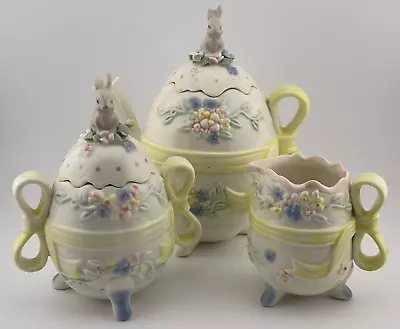 Vintage Easter Egg Tea Set - Tea Pot Creamer Lidded Sugar • $24.99