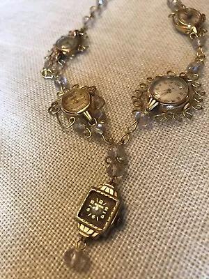 Vintage OAK Watch Necklace And Earrings Artisan Jewelry Bulova • $420