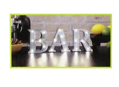 Sharper Image Metal LED Marquee BAR Sign Galvanized 5 X 1 X 4.5  Lighted Letters • $24.90