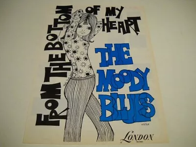 MOODY BLUES Original RARE 1965 Promo Poster Ad FROM THE BOTTOM OF MY HEART  • $45