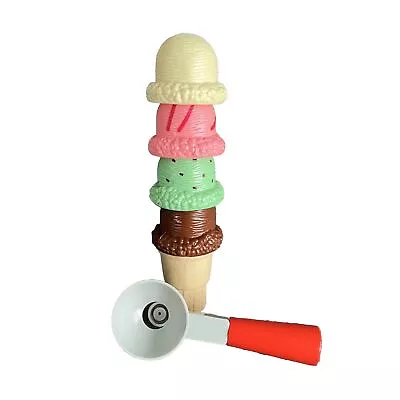 Melissa & Doug Ice Cream Lot Wooden Cone Chocolate Chip Mint Strawberry Vanilla • $12.95