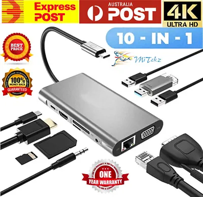 $29.05 • Buy USB-C HUB Type-C USB  5/6/8/10/11 IN 1 3.0 4K HDMI RJ45 Ethernet Micro SD TF OTG
