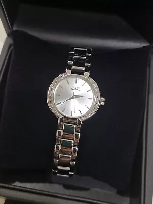 BRAND NEW Jag Audrey Ladies Watch Silver Steel  Band Crystal Bezel J1815A $239 • $110