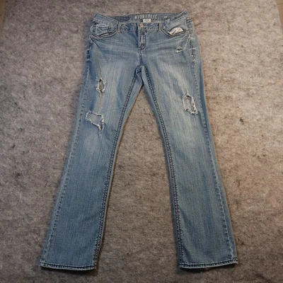 $10.79 • Buy Hydraulic Womens Womens Size 5/6 Lola Curvy Almost Boot Distressed Denim Blue 