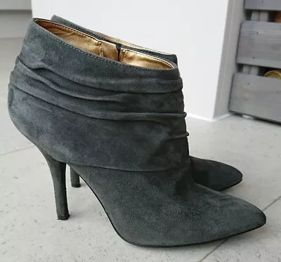 £19.90 • Buy Nine West Us 8w Uk 6 Eu 39 Womens Grey Leather Ankle Heel Stiletto Shoe Boots