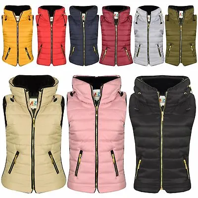 Kids Girls Boys Sleeveless Hooded Lined Gilet Body Warmer Puffer Jackets 5-13 Yr • £19.99