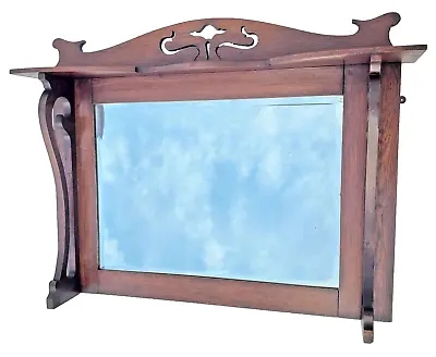 Antique Arts & Crafts Oak Fireplace Overmantel Mirror Circa 1910's • $625.50