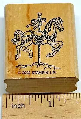 CAROUSEL HORSE RIBBON Amusement Park Ride Stampin' Up! Snow Globe RUBBER STAMP • $5.95