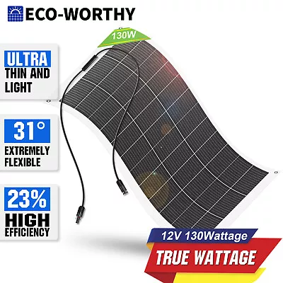 130W 12V Flexible Mono Solar Panel Bendable For RV Boat Marine Caravan Campervan • £79.99