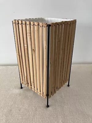 Vintage MCM Bamboo Slat Tall Rectangular Tarogo Table Lamp Tiki • $99