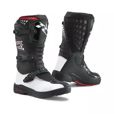 Kids Motocross Boots -TCX Comp Kids Boots Black/White Youth Motorcycle Boots Mx • $199