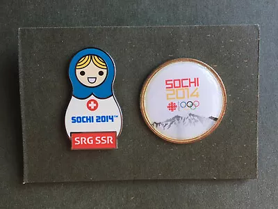 2014 Sochi Olympic Games 2 Pin Lot Russian Doll SRG SSR Matryoshka TV CBC • $25