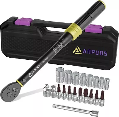 21pcs Kit Click Torque Wrench 20-240 In.lb Adjustable Socket Ratcheting Wrenches • $34.59