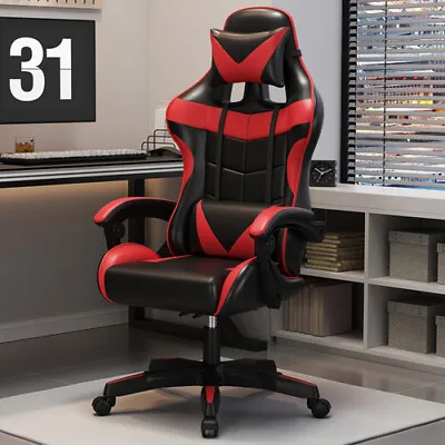 Ergonomic Gaming Chair High Back Computer Game Chair Adjustable W/ Headrest Red • £59.99