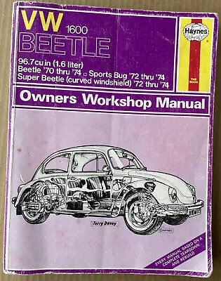 VW 1600 BEETLE; Owners Workshop Manual; Haynes (1981; P.B. Book) Super Beetle • $13.04