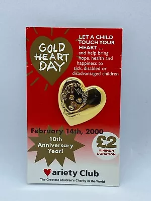 Variety Club Gold Heart Pin Badge - 2000 - Child - ORIGINAL PACKAGING • £7