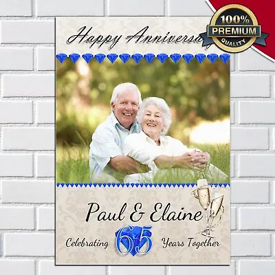£3.99 • Buy Personalised Sapphire 65th Wedding Anniversary PHOTO Poster Door Wall Banner N73
