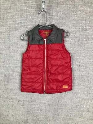 7 For All Mankind Puffer Vest Boys 3T Toddler Red Full Zip Polyester Logo • $7.69