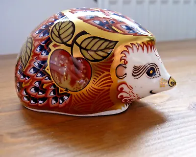 £59 • Buy ROYAL CROWN DERBY ORCHARD HEDGEHOG Paperweight With Gold Stopper - Boxed