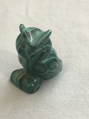 Malachite Handmade Carved Owl Minature Green And Black Smooth Finish Very Artsy • $32.99